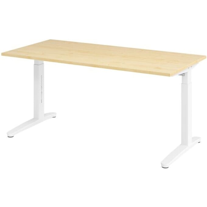 Bureau in hoogte verstelbaar (handmatig) »Alicante« 160 cm onderstel wit slede w