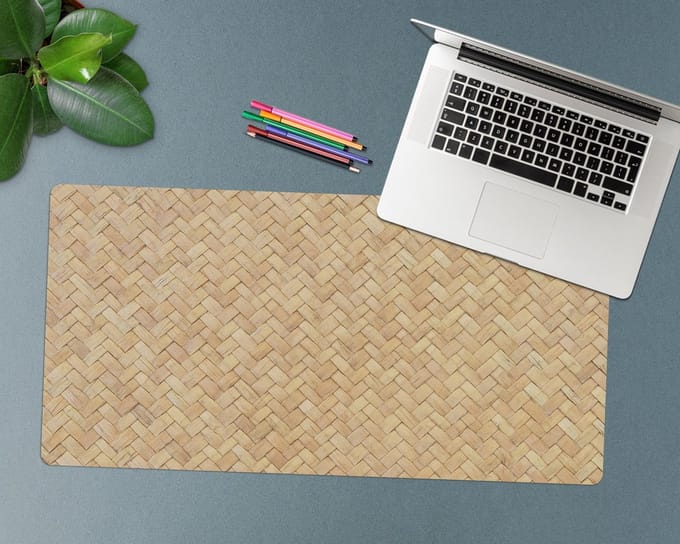 Coloray Bureau Onderlegger - Rotan patroon Bureau Onderlegger Groot - 120 cm x 60 cm - Bruin Bureau Onderlegger - Bureau Onderlegger XXL - Computer Mat - Bureau Pad - Bureau Mat