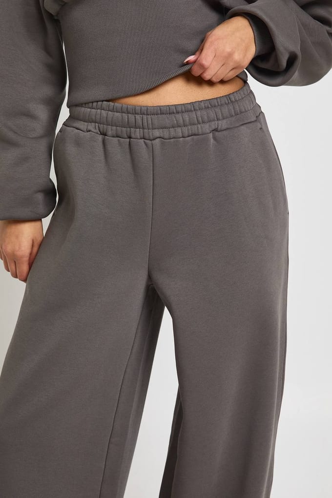 boohoo Dames V-Hals Diep Taille Sweatshirt Trainingspak | Charcoal | Maat: Medium