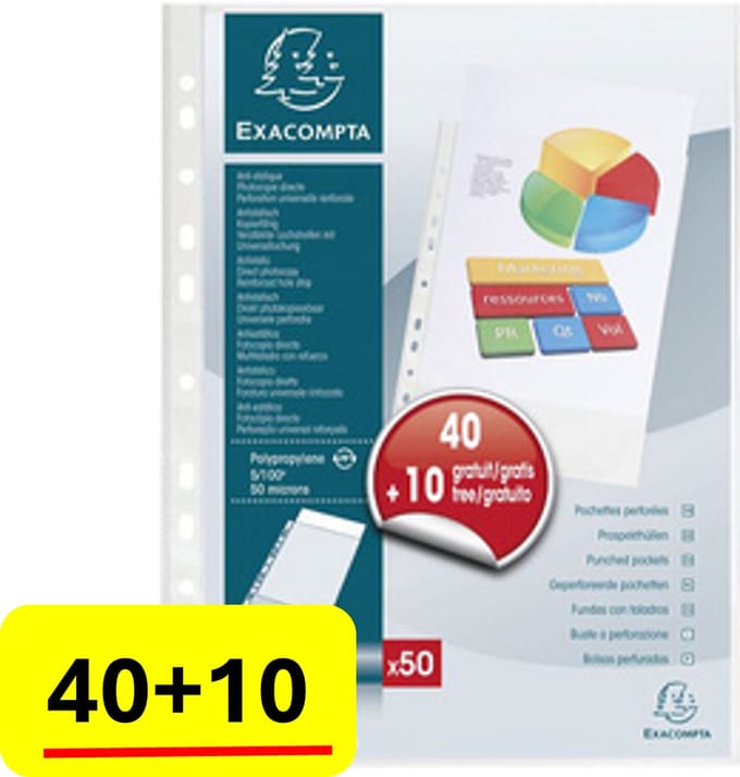 Exacompta showtas - insteekhoesje U-model - 60 micron - promopack 40+10 gratis