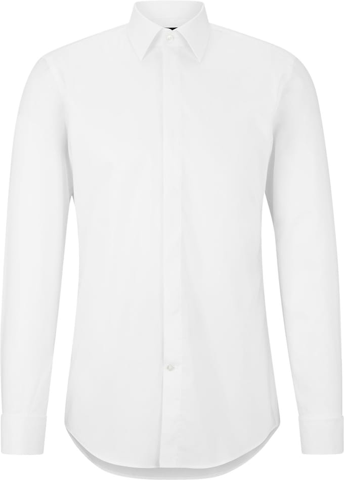 BOSS Hank slim fit smoking overhemd - popeline - wit - Strijkvriendelijk - Boordmaat: 42