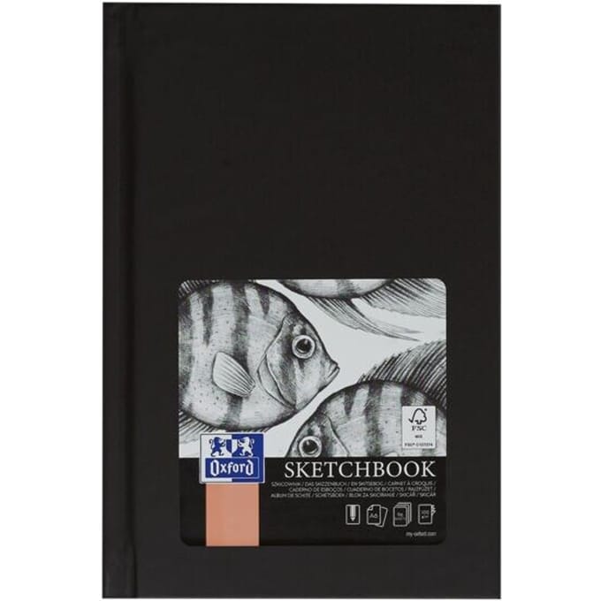Oxford schetsboek - A6 - 96 vel - 100g papier - harde kaft - zwart