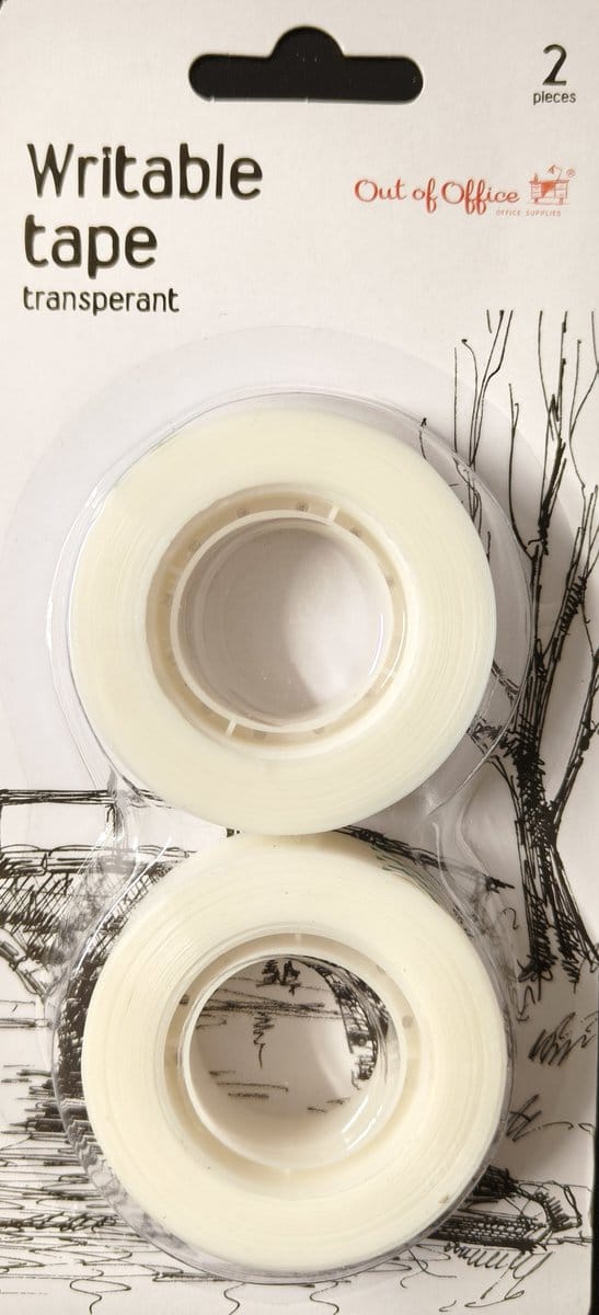 Schrijfbare Transparante Tape – 2 Rollen – 19 mm x 10 m – Cut & Glue