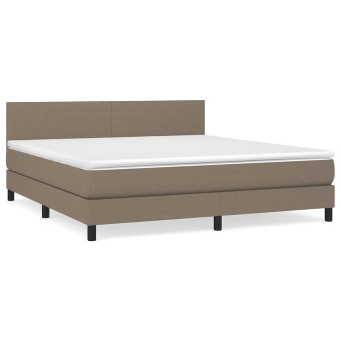 vidaXL - Boxspring - met - matras - stof - taupe - 160x200 - cm
