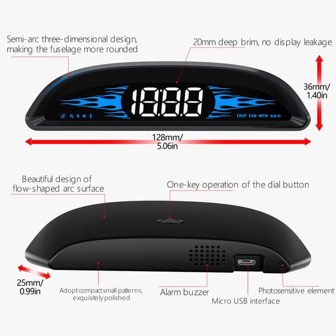 Auto Head-up Display Digitale GPS-navigatie Snelheidsmeter GPS Dual System-scherm met zwart