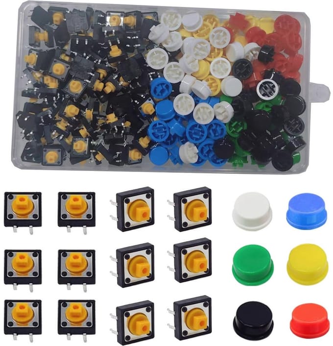 240 Stuks Momentary Tactile Push Buttons - Micro Drukknopschakelaars voor Elektronische Projecten