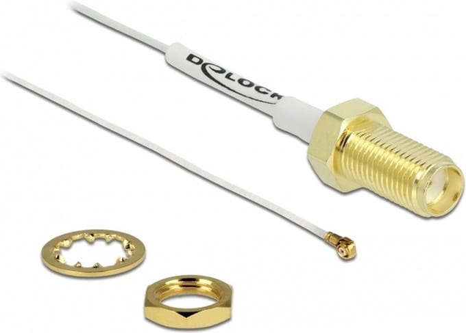 MHF 4 (v) - SMA (v) kabel - Micro Coax (0,81 mm) - 50 Ohm / wit - 0,20 meter