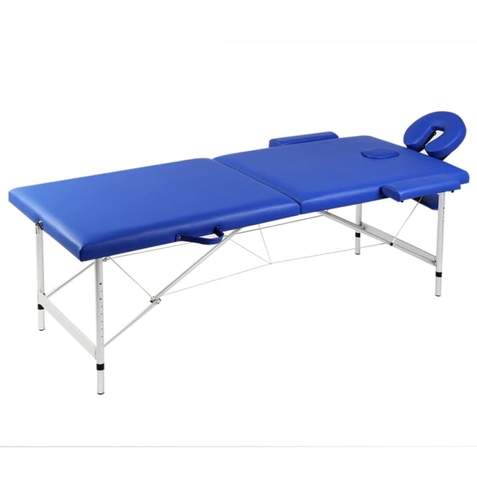 vidaXL - Massagetafel - met - 2 - zones - inklapbaar - aluminum - frame - blauw
