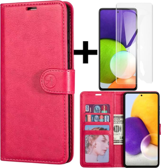 Rico Vitello L Wallet case Geschikt voor Samsung Galaxy A72/Book case/A72 Hoesje + Gratis screenprotector Kleur Rose