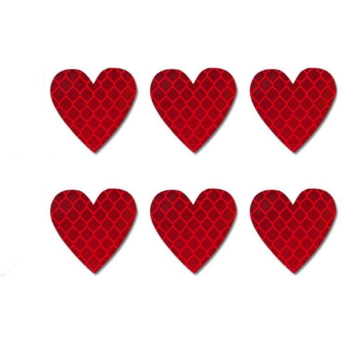 6 stuks hartvorm reflecterende autostickers nachtwaarschuwingsmarkering reflecterende stickers auto styling decoratie sticker auto-accessoires rood