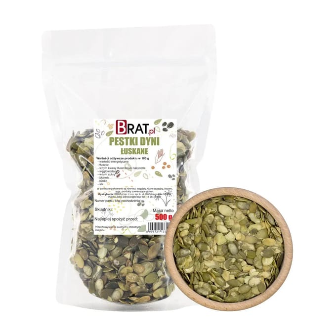 BRAT.PL – Pompoenpitten – 500 g – Raw – Premiumkwaliteit – Natuurlijk & Knapperig