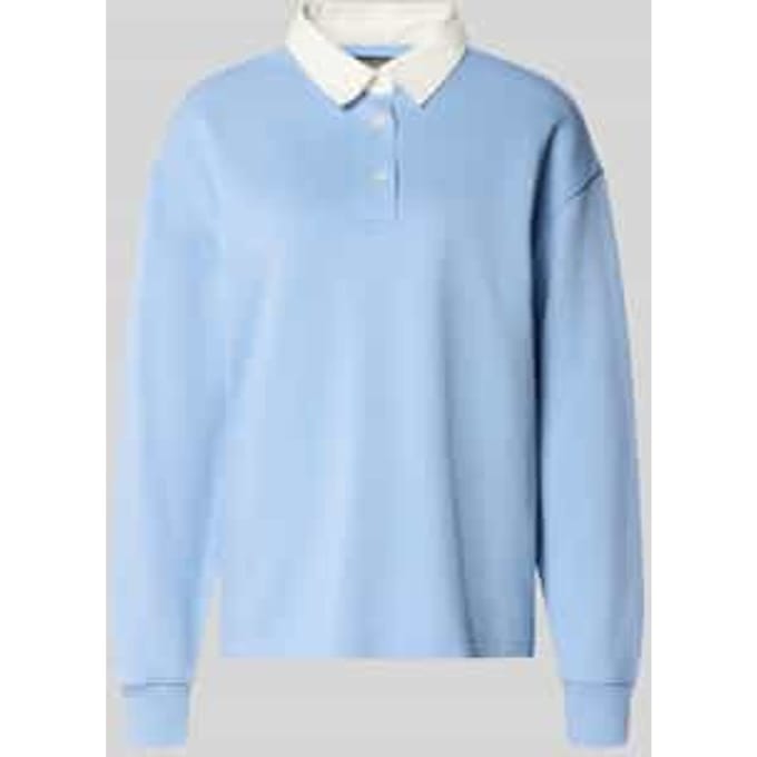 Shirt met lange mouwen met polokraag en korte knoopsluiting