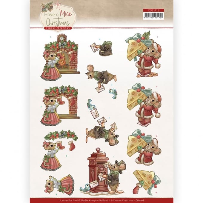 3D Cutting Sheet - Yvonne Creations - Have a Mice Christmas - Sending Christmas Cards 1 stuk