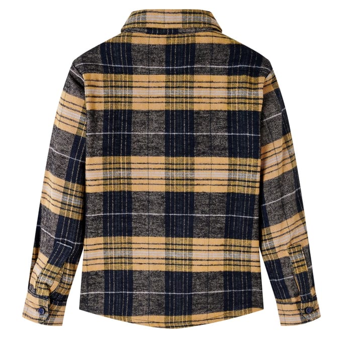 vidaXL - Kindershirt - geruit - 128 - geel - en - zwart