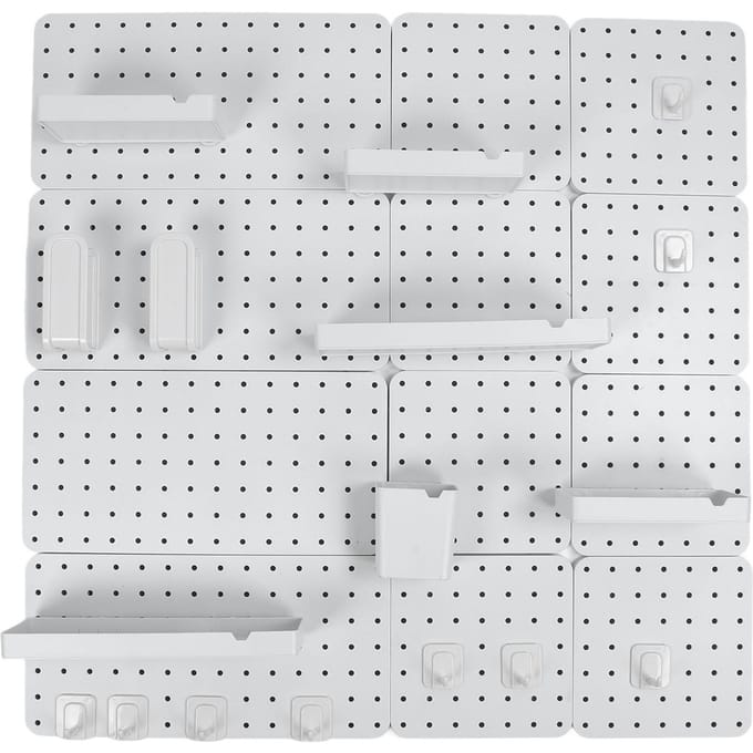 Kit Combiné Panneau Perforé Gain de Place Multifonction Organisateur Mural Kit Combiné Panneau Perforé et Accessoires pour Cuisine