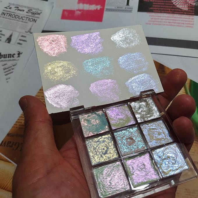Palette de peinture à l'aquarelle solide dorée, faite à la main, pour Nail Art, manucure, ensemble d'aquarelle fleurie