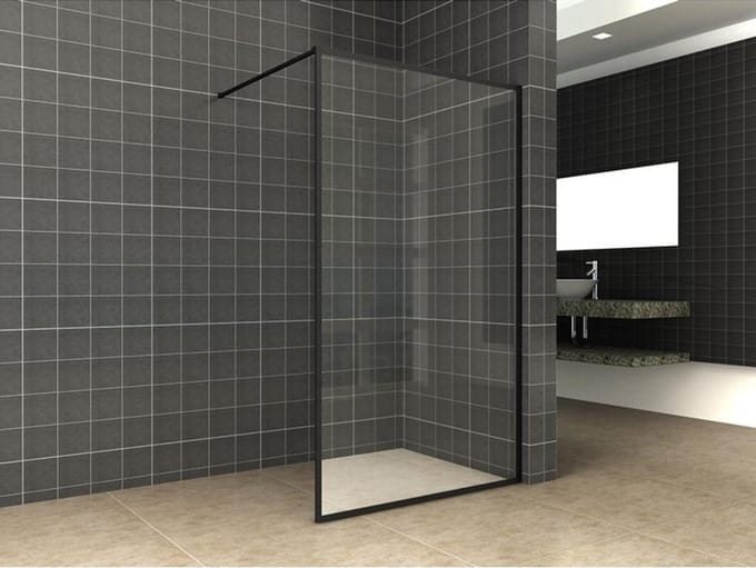 Wiesbaden Square inloopdouche 1000 x 2000 x 10 mm nano helder glas/mat zwart