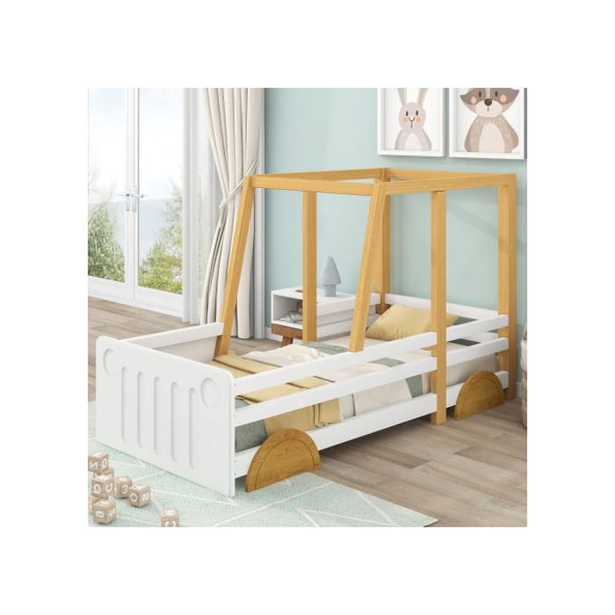 Kinderbed - MUVOE - Autobed - MDF en grenen - 90x200cm - Leuk design