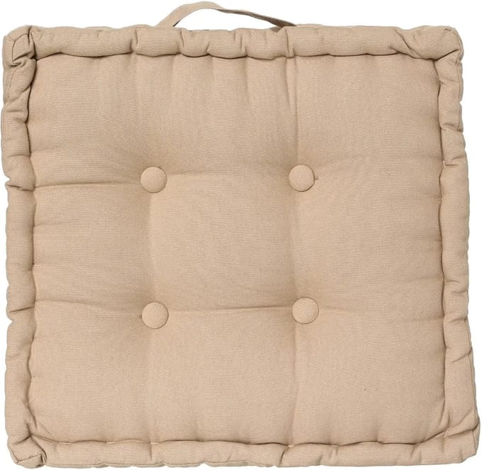 Atmosphera Vloerkussen Square - beige - katoen - 38,5 x 38,5 x 8 cm - vierkant - Extra dik