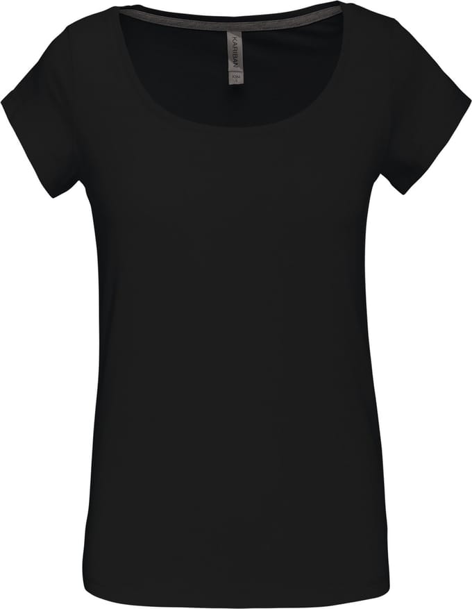 Kariban Dames-t-shirt korte mouwen met boothals K384 - Black - S