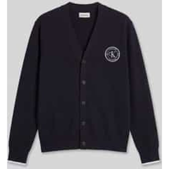 relaxed fit gebreid jack van pure katoen met gestikt logo