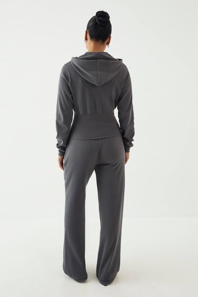 Dames Dsgn Studio Heavy Rib Rechte Pijp Joggingbroek | Houtskool | Maat: Small