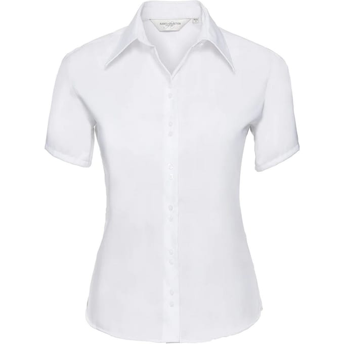 Russell Collection Dames/Dames Ultimate Non-Iron Shirt met Korte Mouwen (Wit)