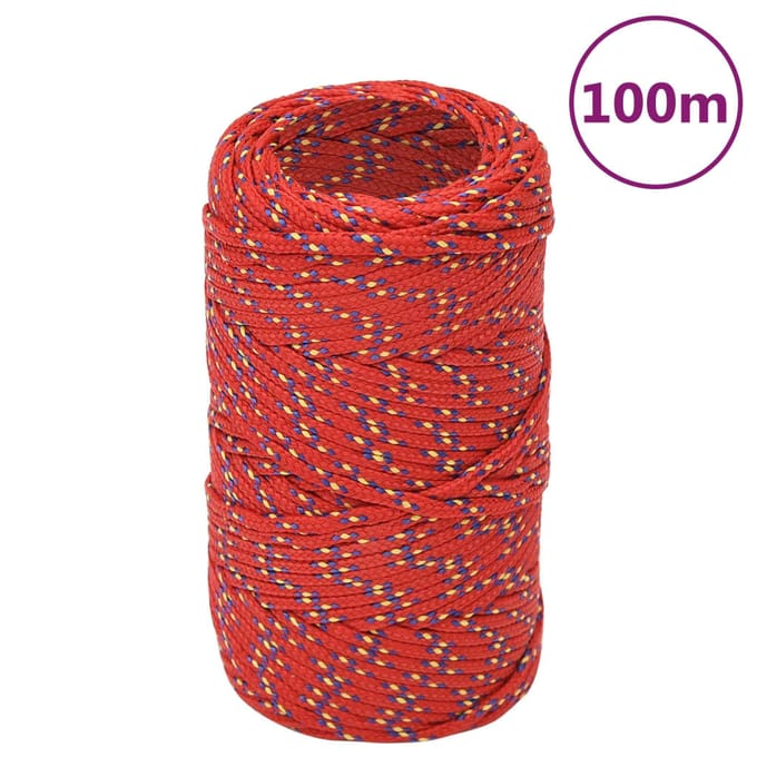 vidaXL - Boottouw - 2 - mm - 100 - m - polypropyleen - rood
