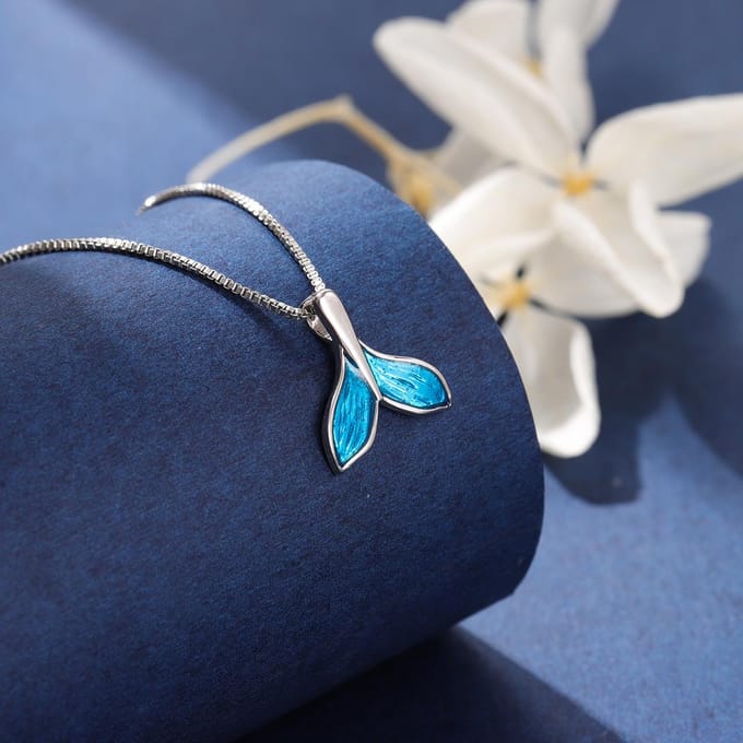 Zeemeermin Mode 925 Zilveren Sieraden Blauwe Vissenstaart Hanger Kettingen zilver