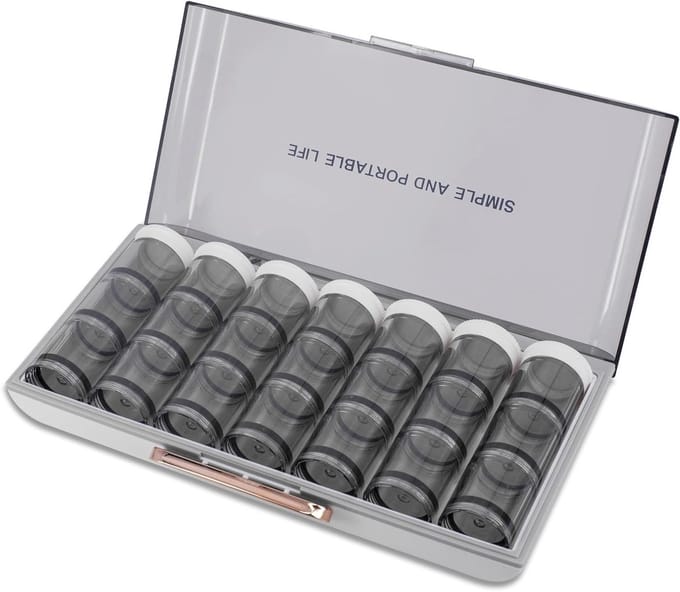 Weekly Pill Organizer voor 3x per dag, 7 Dagen Medicijn Box met Gescheiden Compartimenten en Grote Opbergruimte (Wit)