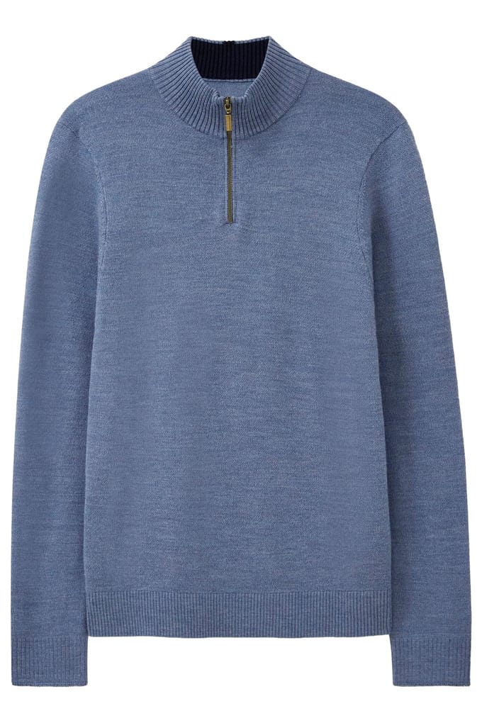 White Stuff Newport Merino Funnel Chambray Blue Größe: S | Pullover Outlet | Herren | Blau