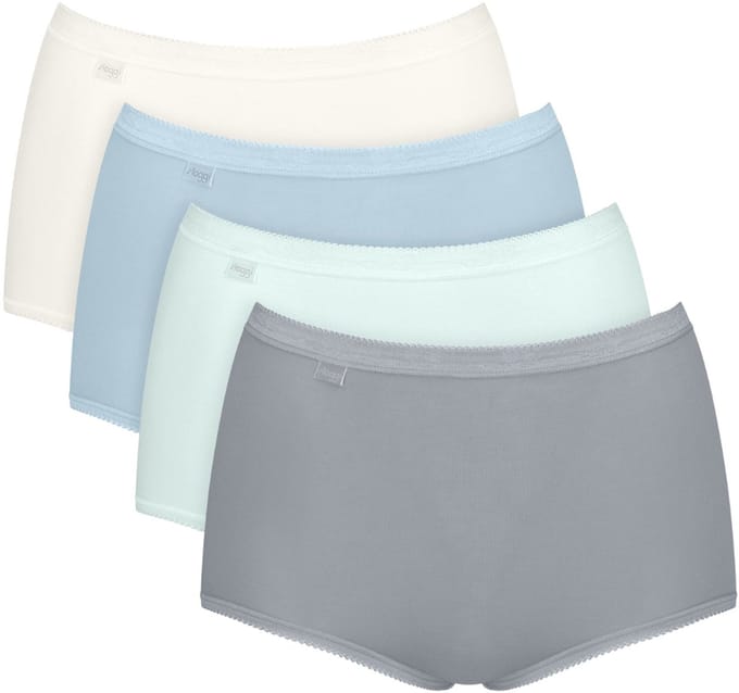 Sloggi Women Basic+ Maxi (4-pack) - dames slip - wit - lichtblauw - lichtgroen en grijs