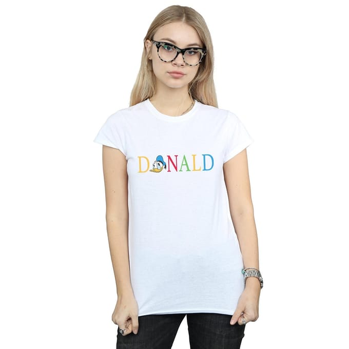 Disney Dames/Dames Donald Duck Letters Katoenen T-Shirt (Wit)