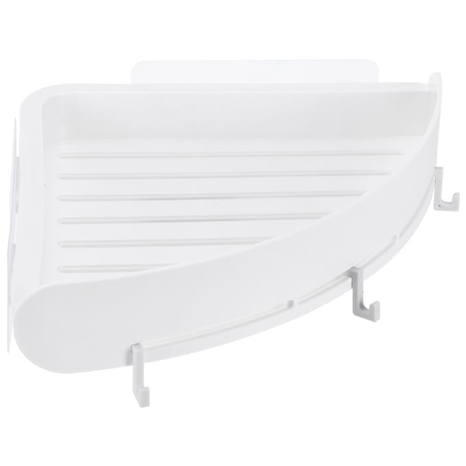 Badkamer Plank Organizer Geen Boren Hoekplank Shampoo Houder Opbergrek met Haak(Wit ) wit