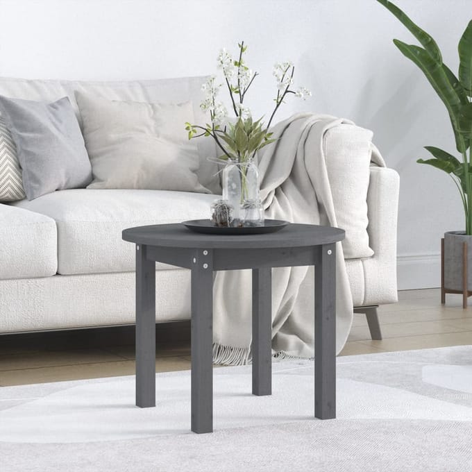 vidaXL - Salontafel - Ø - 55x45 - cm - massief - grenenhout - grijs
