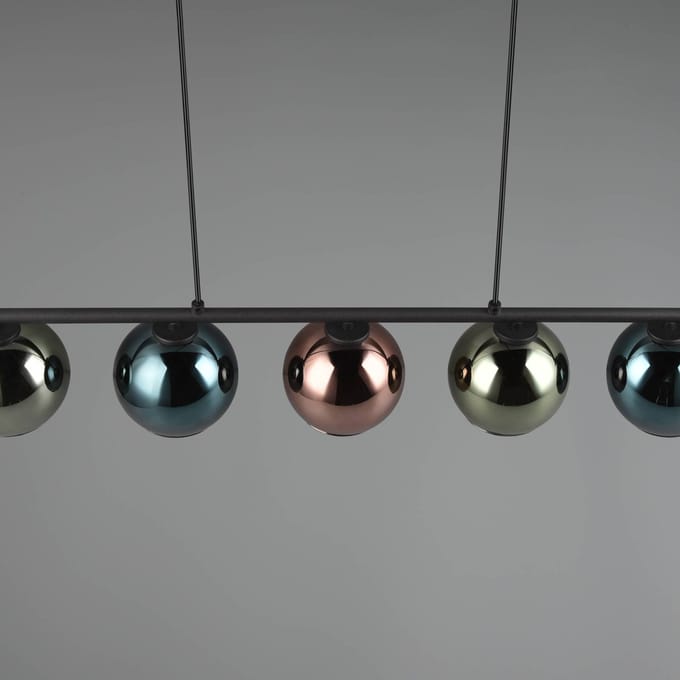 Reality Leuchten Hanglamp Sheldon met vijf glasbollen