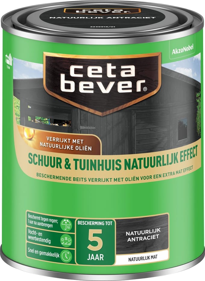 Cetabever Buitenbeits Schuur & Tuinhuis Natuurlijk Effect - Antraciet - Mat - 750ml