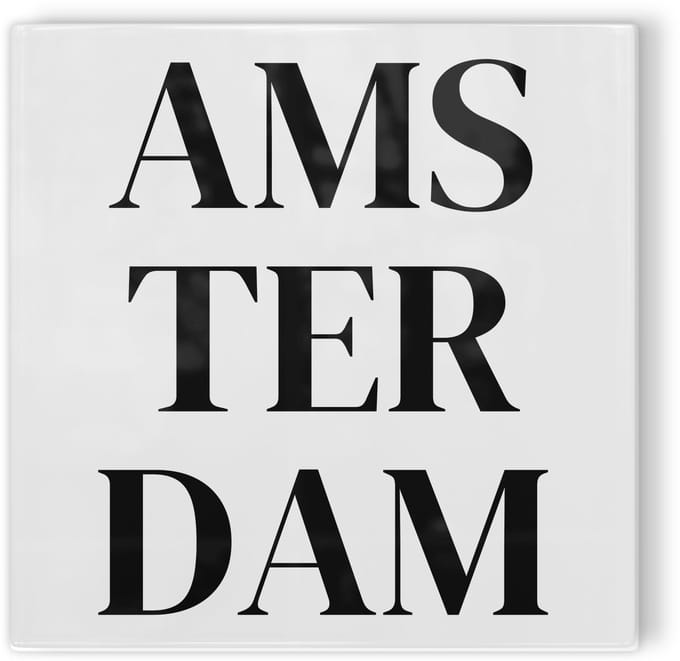 Tegeltje Amsterdam - wit zwart - tegeltje stad - tegeltje met tekst