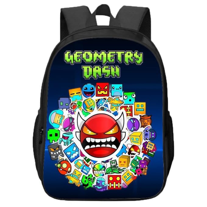 Geometry Dash Dubbellaags Rugzak voor Leerlingen van de Basisschool en Middelbare School en Kinderen
