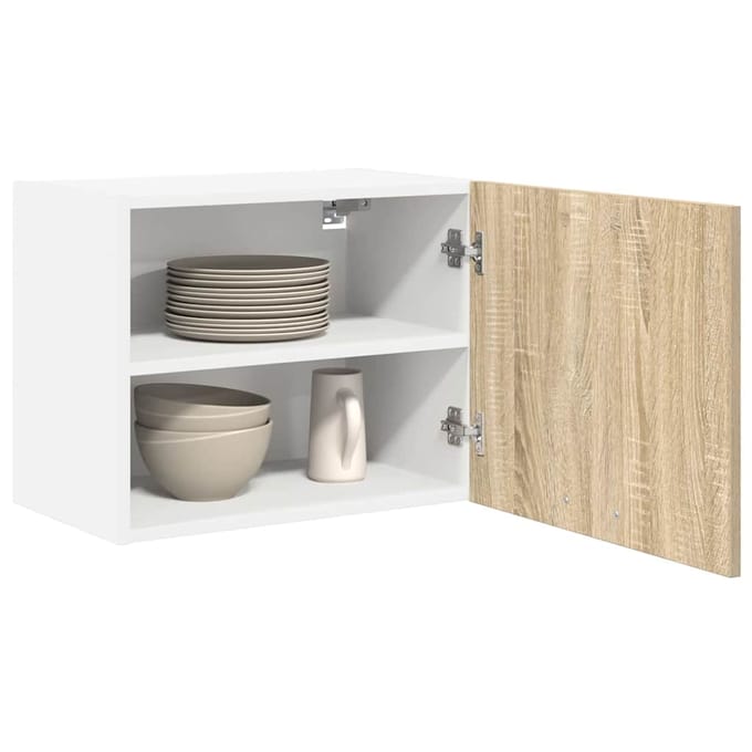 vidaXL - Hangkast - 2 - st - Sonoma - Eik - en - Wit - Bewerkt - hout