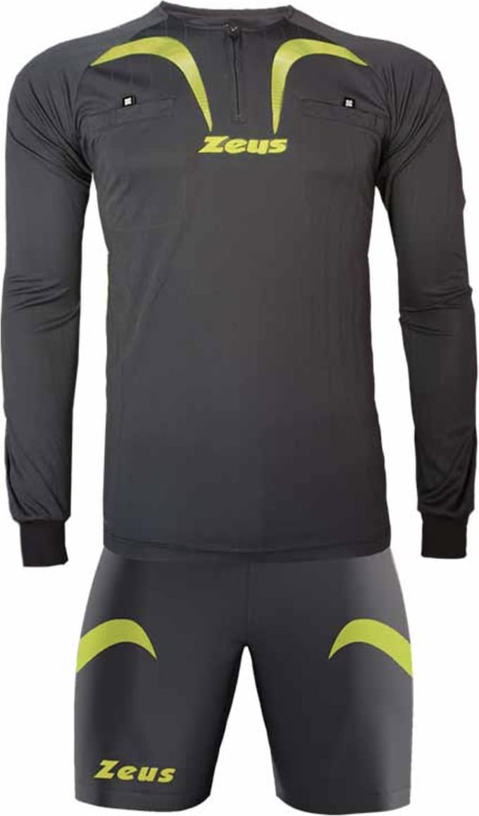 Scheidsrechters tenue exclusief sokken, Zeus, KIT ARBITRO, Grijs/Fluo Geel, maat M
