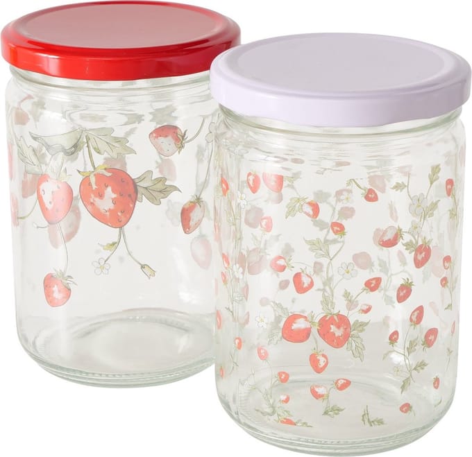 Voorraadpot aardbei 500ml glas