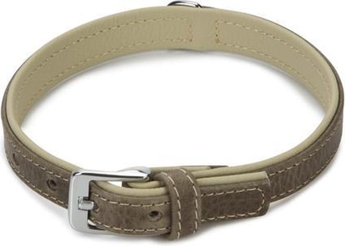 Beeztees leren halsband Comfort. Grijs. 40 cm x 17 mm.