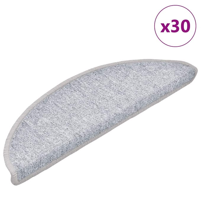 vidaXL - Trapmatten - 30 - st - 56x17x3 - cm - lichtgrijs - halfrond