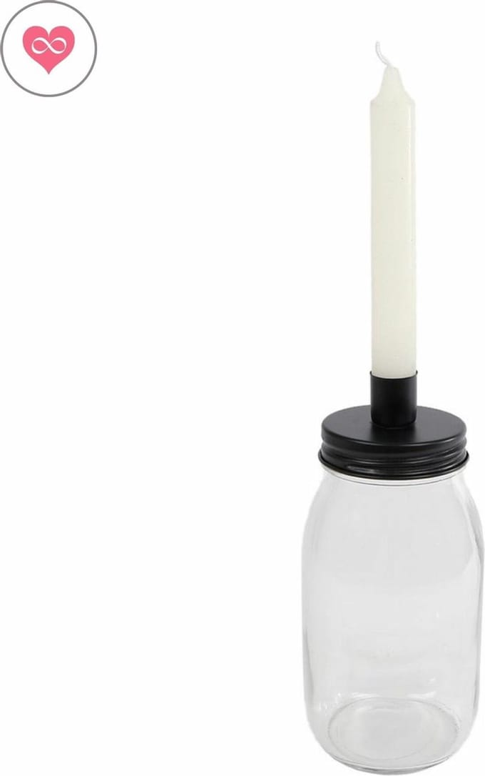 Kandelaar | Candle jar | Zwart | Van Manen