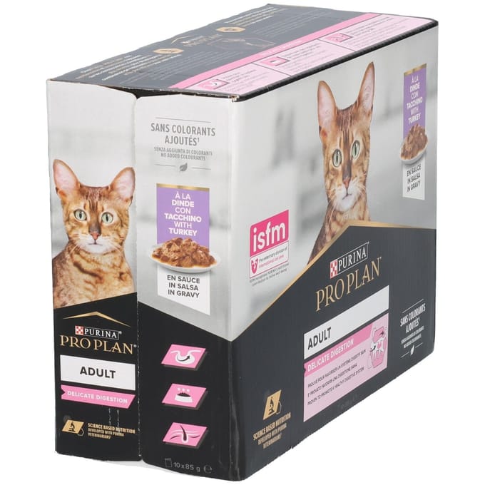 PURINA PRO PLAN Cat Adult Delicate Digestion 10 x 85 g - Kalkoen