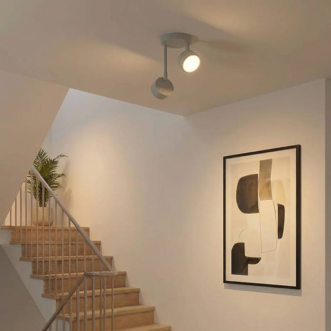 SIGMA Plafondspot Nemo, 2-lamps, grijs-beige, beweegbaar, GX53
