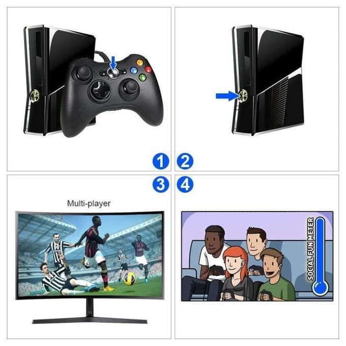 Manette Filaire Xbox 360, USB Wired Gamepad Game Joystick, avec Double Vibration, Idéal pour Windows7/ 8/10/ PC/Xbox 360