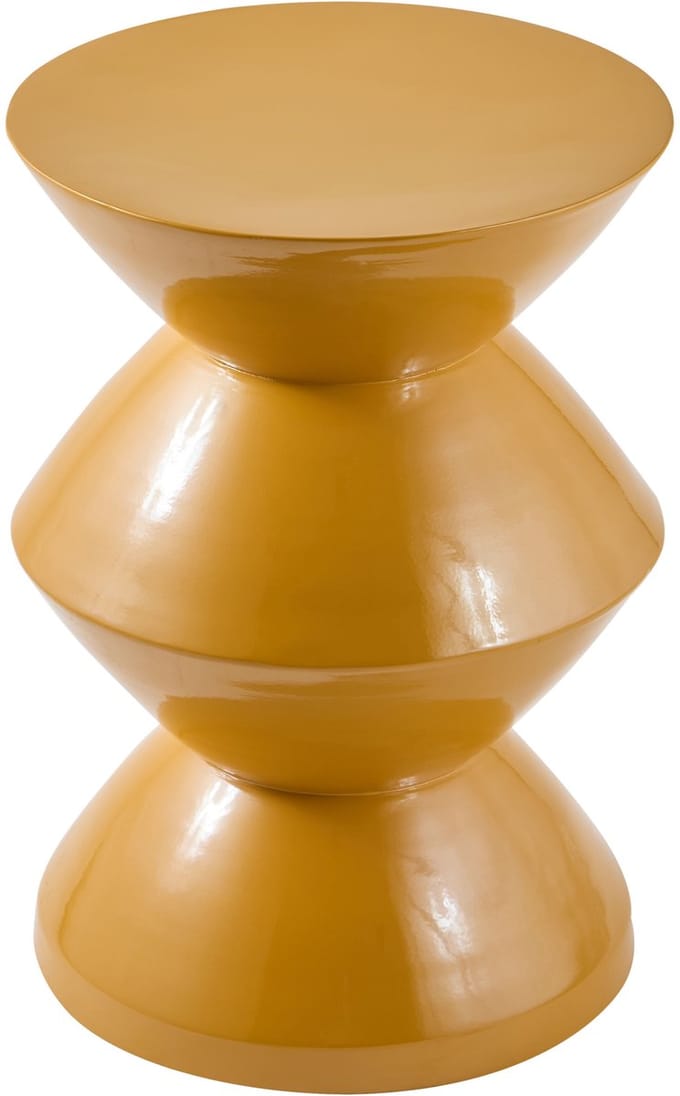 Bijzettafel Wokkel - Rond - Currygeel Metaal - Modern Zigzag Design