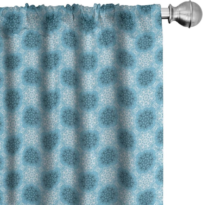 ABAKUHAUS Blauwe Mandala Gordijnen – 2-delig set 75x245 cm – Microvezel